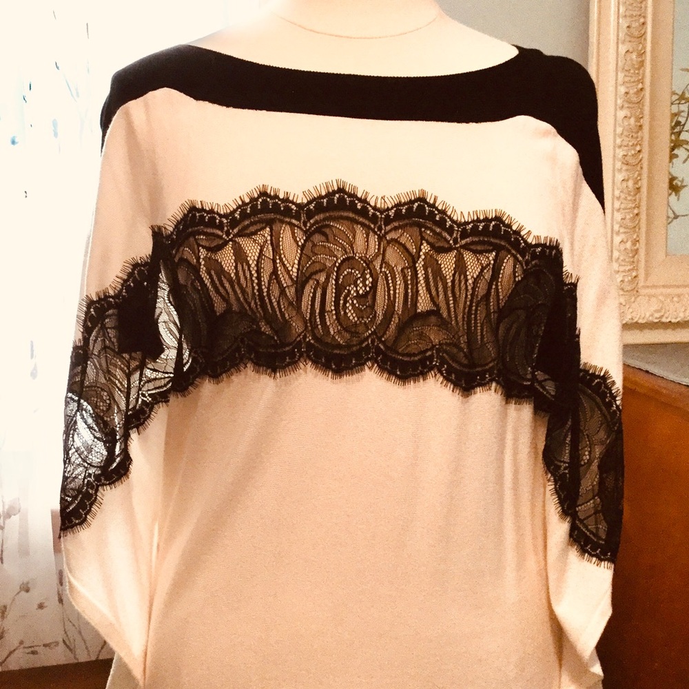 Black lace embellished sweater